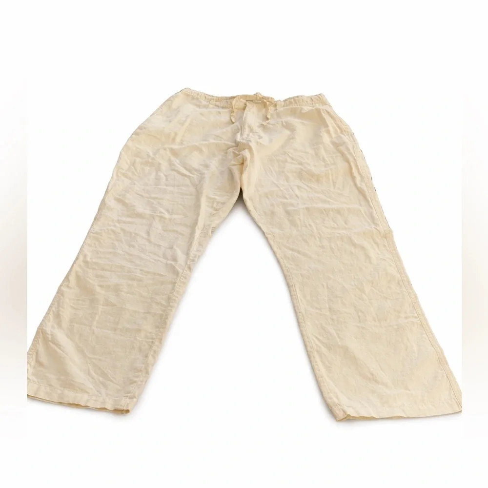 Bruno Men’s Cream Linen Blend Drawstring Pants Size Large